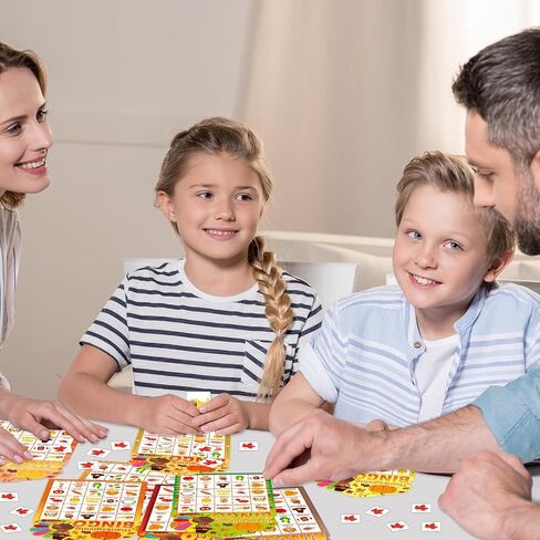 Fancy Land Thanksgiving Bingo Game 24 Players for Kids Die-Cut Turkey Pumpkins Fall Holiday Party Game Favors Thanksgiving Activities in Saudi Arabia