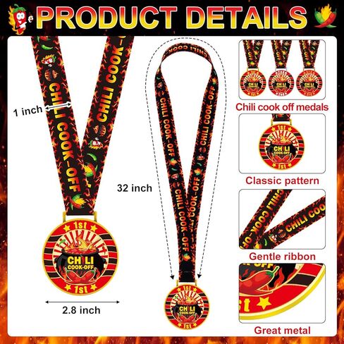 3 مجموعات من ميداليات Chili Cook Off، وجوائز الجوائز، وميداليات المركز الأول والثاني والثالث، ومجموعة لوح التقطيع الخشبي مع الفائز بالملعقة مع شريط الرقبة، جوائز Chili Cook Off Awards لمسابقة مسابقة الطعام in Kuwait