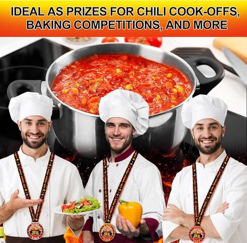 3 مجموعات من ميداليات Chili Cook Off، وجوائز الجوائز، وميداليات المركز الأول والثاني والثالث، ومجموعة لوح التقطيع الخشبي مع الفائز بالملعقة مع شريط الرقبة، جوائز Chili Cook Off Awards لمسابقة مسابقة الطعام in Kuwait