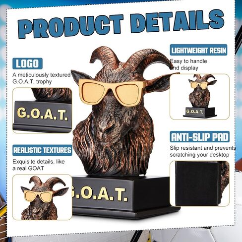 جائزة Goat Trophy، الأعظم على الإطلاق، جائزة مضحكة للفائزين البالغين، جوائز مكتب الماعز، لوحة هدية تقديرية للرياضيين، الموظفين، المعلمين، Boss Friend League in Saudi Arabia