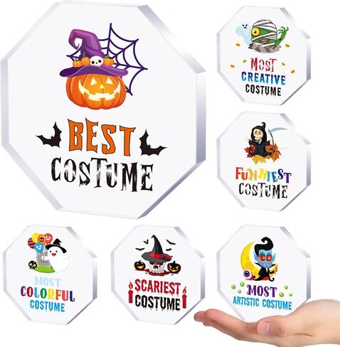 6 Pcs Halloween Acrylic Award 3.94'' Trunk or Treat Trophy Plaques Halloween Party Supplies Award Funny Trophies for Trunk or Treat Prizes Car Party Favors School Gifts in Saudi Arabia