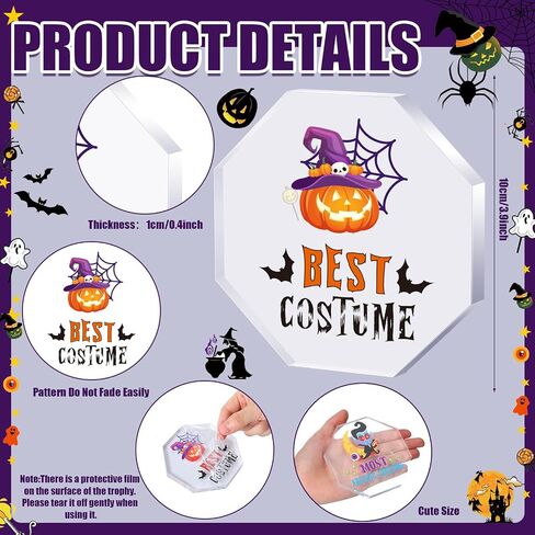 6 Pcs Halloween Acrylic Award 3.94'' Trunk or Treat Trophy Plaques Halloween Party Supplies Award Funny Trophies for Trunk or Treat Prizes Car Party Favors School Gifts in Saudi Arabia