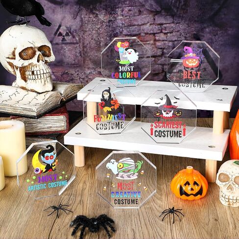 6 Pcs Halloween Acrylic Award 3.94'' Trunk or Treat Trophy Plaques Halloween Party Supplies Award Funny Trophies for Trunk or Treat Prizes Car Party Favors School Gifts in Saudi Arabia