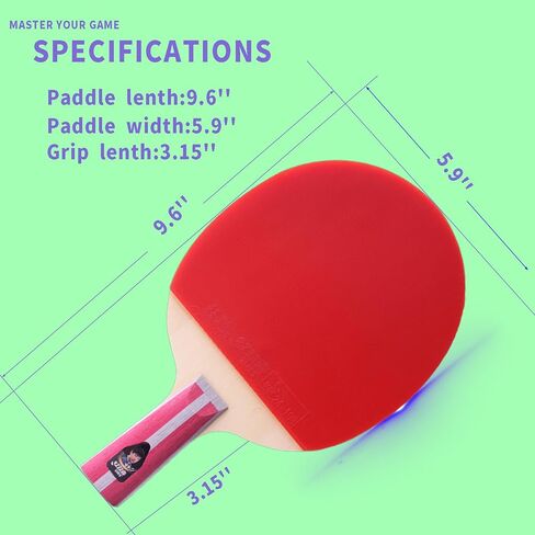 مضارب تنس طاولة مزدوجة المستوى الاحترافي من DHS Ping Pong - معتمدة من ITTF - مجداف Ping Pong للتحكم المتقدم والسرعة - مضرب تنس الطاولة للاعبين الهجوميين in Kuwait