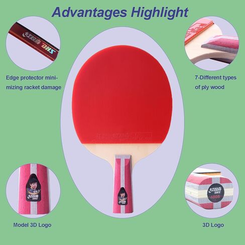 مضارب تنس طاولة مزدوجة المستوى الاحترافي من DHS Ping Pong - معتمدة من ITTF - مجداف Ping Pong للتحكم المتقدم والسرعة - مضرب تنس الطاولة للاعبين الهجوميين in Kuwait