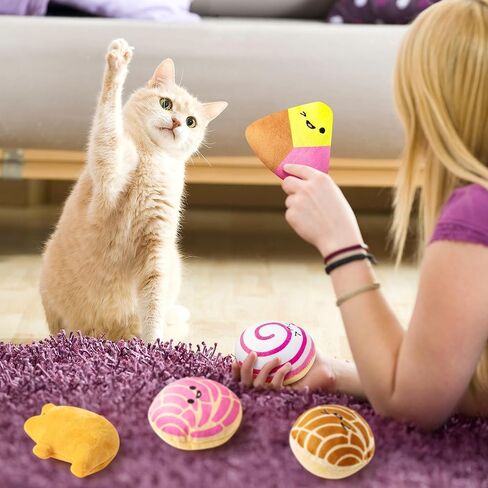 L1 -Rabe Mexican Concha Catnip Toys 5pcs Cafecito Conchas Pan Dulce Toys Interactive Cat Toys لعشاق القطط هدايا القطة الداخلية مضغ اللعنة تمرينات لعب اللوازم Catnip Catmint Pet Pet Hirdents Birthday in Kuwait