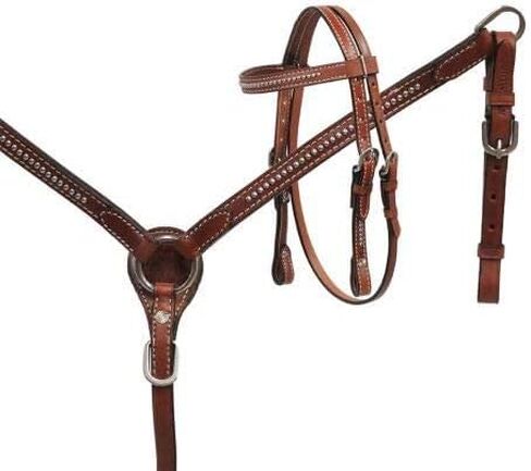 Showman Mini Size Leather Headstall & Breast Collar Set w/Silver Studs in Saudi Arabia