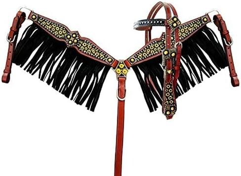 Showman Pony Size Sunflower Print Leather Headstall & Breast Collar Set in Saudi Arabia