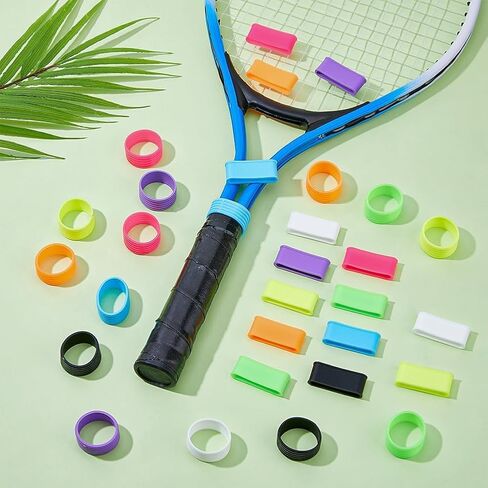 32 قطعة 7 ألوان سيليكون مضرب تنس حلقة 2 أنماط قبضة العصابات Pickleball قبضة العصابات مجداف مقابض خواتم مضرب الملحقات 1.06 "/1.46" في القطر in Saudi Arabia
