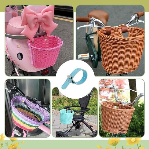 PH PandaHall 4 Pairs Bike Basket Straps, Black PU Leather Strap Leather Leash Bicycle Buckles Adjustable Handle Bars Strap Belt for Bike Front Basket Bicycle Basket, 8.66x1 inch in Saudi Arabia