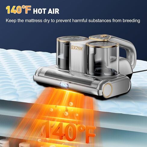 منظف ​​فراغ المراتب ، نظافة فراغ السرير 16 كيلو باسكال مع ضوء 253.7nm UV-C ، بالموجات فوق الصوتية و 140 ℉ التدفئة ، الكوب المزدوج وتوسيع مكنسة الشفط باليد للسرير ، الأريكة ، الأريكة ، السرير (500 واط) in Kuwait