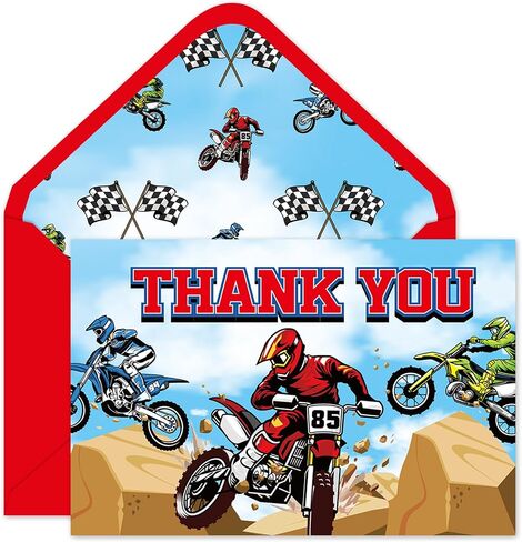 24 Pack Monster Jam Thank You Cards Racing Car Greeting Cards With Envelopes Stickers Colorful Truck Blank Note Cards for Baby Shower Birthday Party in Saudi Arabia