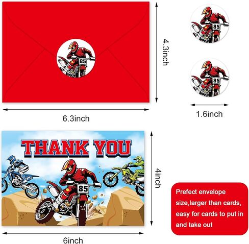 24 Pack Monster Jam Thank You Cards Racing Car Greeting Cards With Envelopes Stickers Colorful Truck Blank Note Cards for Baby Shower Birthday Party in Saudi Arabia