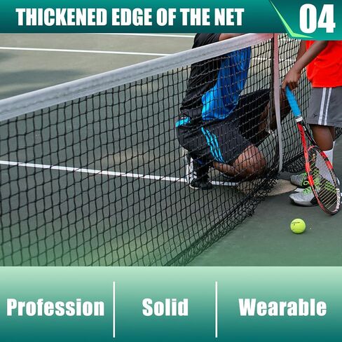 PROGOAL Professional Tennis Net 42FT Heavy Duty Double-Layer Nylon Net High Strength Non-Deforming Standard Replacement Tennis Net with 2 Fiberglass Dowels Compatible with All Standard Tennis Posts in Kuwait