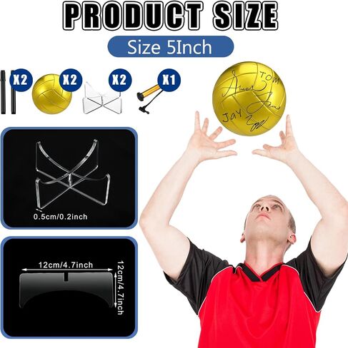 Liliful 2 Pcs Gold Autograph Volleyball Blank Official Size 5 Volleyball with 2 Display Stand 2 Signature Pen 1 Air Pump for Trophy Anniversary College Birthday Party Coaching Gift Awards in Saudi Arabia