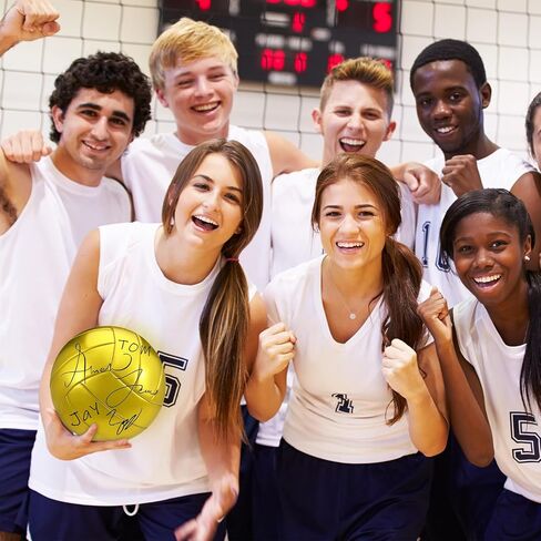 Liliful 2 Pcs Gold Autograph Volleyball Blank Official Size 5 Volleyball with 2 Display Stand 2 Signature Pen 1 Air Pump for Trophy Anniversary College Birthday Party Coaching Gift Awards in Saudi Arabia