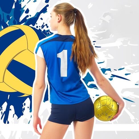 Liliful 2 Pcs Gold Autograph Volleyball Blank Official Size 5 Volleyball with 2 Display Stand 2 Signature Pen 1 Air Pump for Trophy Anniversary College Birthday Party Coaching Gift Awards in Saudi Arabia