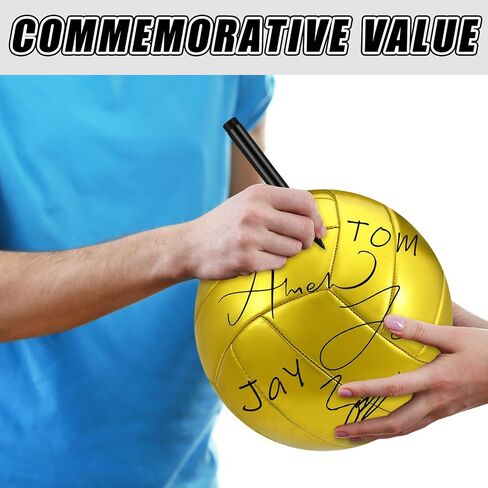 Liliful 2 Pcs Gold Autograph Volleyball Blank Official Size 5 Volleyball with 2 Display Stand 2 Signature Pen 1 Air Pump for Trophy Anniversary College Birthday Party Coaching Gift Awards in Saudi Arabia
