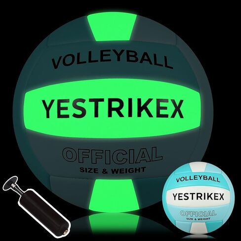 Official Size 5 Glow in The Dark Volleyball, Fluorescent Light Night Volleyball Soft Indoor Outdoor Volleyball Gift Luminous Night Light Ball for Game Gym Training Beach Play with Pump Kit in Saudi Arabia