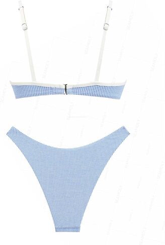 Seamoly Lurex Contrast Color Stripes U-Ring Cheeky Bikini Set in Saudi Arabia