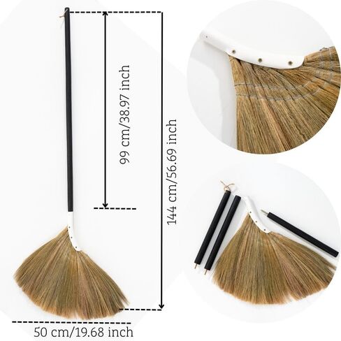 Natural Broom - Indoor Grass Broom - Long Handle Broomstick for House, Garage, Office, Lobby Room, Kitchen in Kuwait