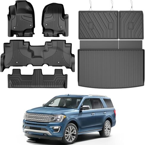 Floor Mats for 2018-2025 Ford Expedition/Expedition Max/Expedition Limited, with 2nd Row Bucket Seat, All Weather Protection Mat Includes 1st and 2nd 3rd Row Liner Black in Saudi Arabia