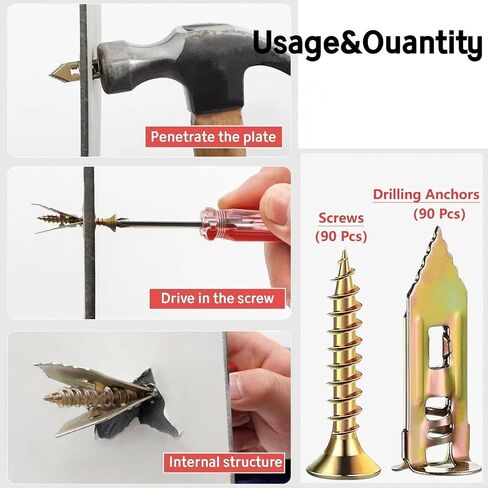 Expansion Screw Sleeve - Hammer Driver Anchor with Screw Nail-in Drywall Plaster Fixing Expansion Anchor Bolt (60) in Kuwait