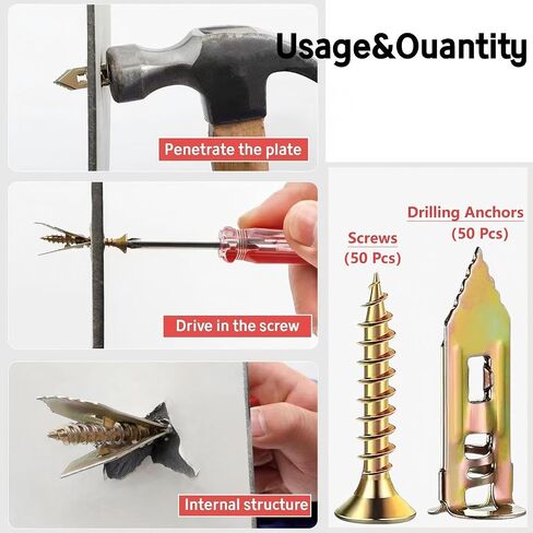 Expansion Screw Sleeve - Hammer Driver Anchor with Screw Nail-in Drywall Plaster Fixing Expansion Anchor Bolt (60) in Kuwait