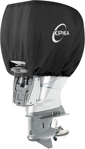 Kipiea Outboard Motor Cover 1300D Heavy Duty Waterproof, Anti UV, No Tears & No Fading, Boat Motor Cover Fit for Motor 90-115 Hp (96" Circumference x 24" Height) Black in Saudi Arabia