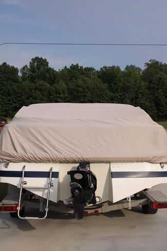 VORTEX Direct 26 ft Tan V-Hull Fish & Ski Boat Cover Fits 25' to 26' Boats in Saudi Arabia