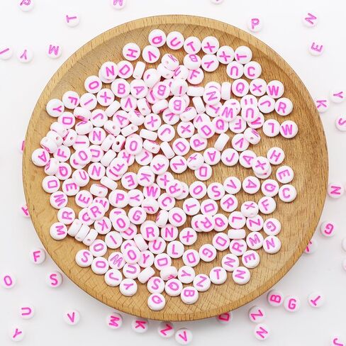 Decoendiy 1000pcs حبات أحرف أكريليك ، حبات حرارة حرارية مسطحة ملونة 7 مم مع خطاب لصنع الحرف اليدوية (أخضر أبيض) in Saudi Arabia