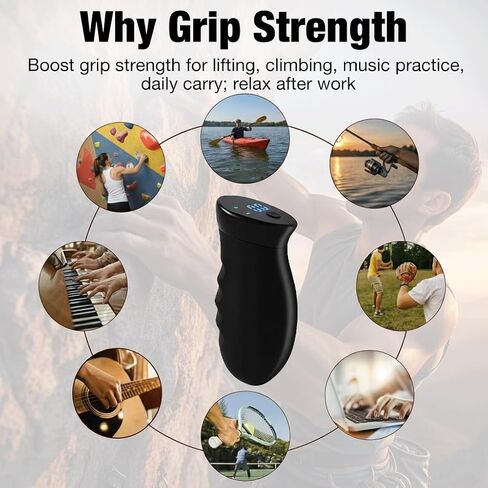 Digital Grip Strength Trainer, 0–440 lb Hand Gripper Strengthener with Real-Time Display (No Sound), 2 Modes: Test & Smart Vibration, Ergonomic Hand Grip & Forearm Strengthener, USB-C Rechargeable Hand Exerciser in Saudi Arabia