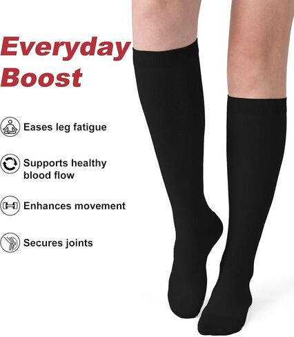 Compression Socks for Women Men 15-20 mmHg Knee High Support for Nurses, Travel, Pregnancy, Athletic in Saudi Arabia
