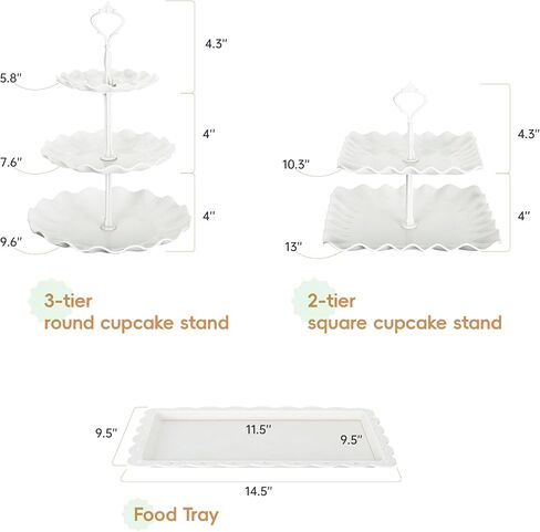 10 PCS Cupcake Stand Holder, Dessert Table Display Set, Treat Table Candy Cake Desert Tiered Tray, 3 Tier Serving Trays for Tea Party, Wedding Baby Shower Bridal Shower Decorations in Saudi Arabia