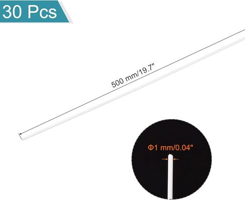 MECCANIXITY ABS Plastic Rod Round Solid Bar 0.8mm x 250mm White for DIY Model Material, Architectural Model Making, DIY Sand Table, Pack of 20 Pcs in Kuwait