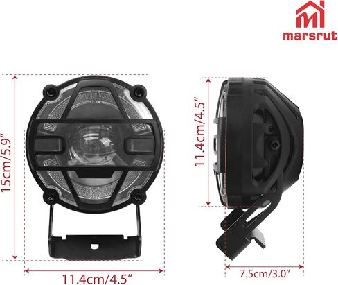 Marsrut EBike Headlight, E Bike Front Light for 3 Pin Electric Bike Bicycle, Waterproof Mini Horn Headlights, Super Bright Led Accessories for Night Riding, Aluminium Alloy, 36V - 48V, 12W in Saudi Arabia