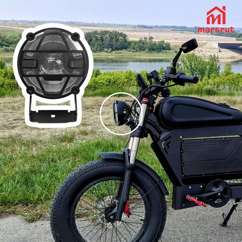 Marsrut EBike Headlight, E Bike Front Light for 3 Pin Electric Bike Bicycle, Waterproof Mini Horn Headlights, Super Bright Led Accessories for Night Riding, Aluminium Alloy, 36V - 48V, 12W in Saudi Arabia