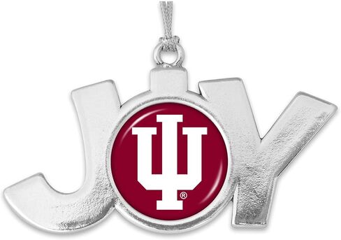 Indiana Hoosiers Joy with Team Logo Silver Metal Christmas Ornament Gift Tree Decoration IU in Saudi Arabia