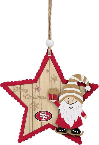 FOCO NFL Kansas City Chiefs Wooden Star Ornament with Gnome – Officially Licensed Holiday Decoration in Saudi Arabia