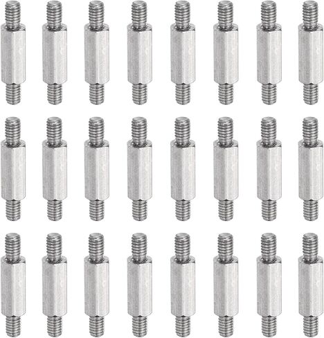 MECCANIXITY 24 Pcs Stainless Steel Double Ended Stud Nut, M6x18mm Male to Male Double End Threaded Stud for Hex Head Double End Studs Rods Right Left Hand Thread Screws in Saudi Arabia