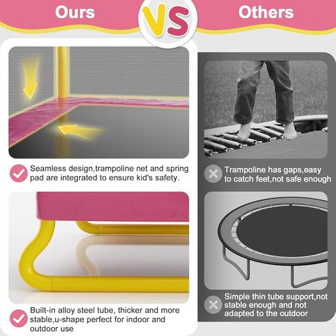 ترامبولين مستطيل للأطفال، 78 بوصة ترامبولين ترفيهية معتمد من الجمعية الأمريكية لاختبار المواد مع أرجوحة، شبكة مغلقة، ترامبولين مستطيل صغير للاستخدام في الهواء الطلق والفناء الخلفي، هدايا للأطفال والفتيان والفتيات in Kuwait