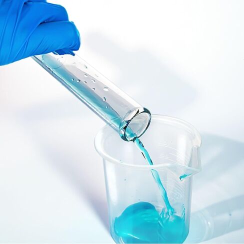 EISCO Volumetric Flask, 50ml - Class A Tolerance ±0.06 - No Stopper, Beaded Rim - Blue Graduations - Borosilicate Glass in Kuwait