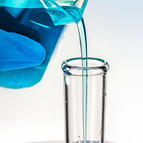 EISCO Volumetric Flask, 50ml - Class A Tolerance ±0.06 - No Stopper, Beaded Rim - Blue Graduations - Borosilicate Glass in Kuwait