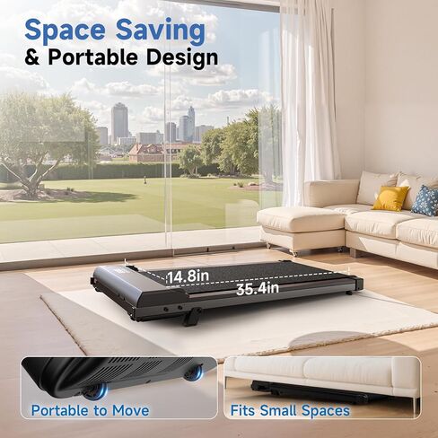 Walking Pad Treadmill, Under Desk Treadmill for Home & Office, Wide Running Belt, Remote Control, Installation Free, Easy to Move, 300 LB Capacity in Saudi Arabia