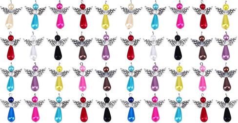 Pretyzoom 20pcs Charm Charm Colorful Angel Wing Wing Beads Jewelry Making DIY صياغة ملحقات لدروس القلادة (مختلطة) in Kuwait