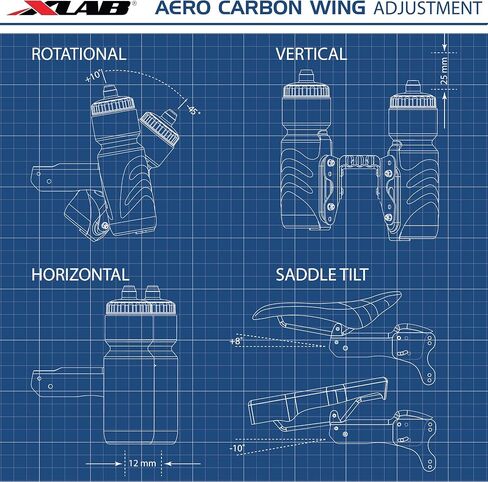 حامل زجاجات المياه XLAB Aero Carbon Wing المزدوج الخلفي لدراجات الترياتلون ودراجات الطرق - الجيل 2 (3207) in Kuwait