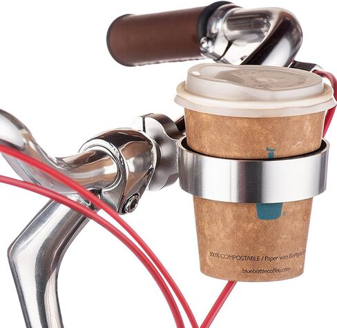 Bicycle Handlebar Coffee Cup Holder Aluminum Cup Bottle Handlebar Holder Cruiser Bike Mountain Road Bicycle Bike Water Bottle Coffee Cup Holder (Silver) in Saudi Arabia