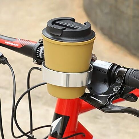 Bicycle Handlebar Coffee Cup Holder Aluminum Cup Bottle Handlebar Holder Cruiser Bike Mountain Road Bicycle Bike Water Bottle Coffee Cup Holder (Silver) in Saudi Arabia