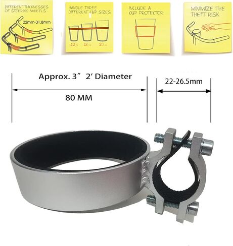 Bicycle Handlebar Coffee Cup Holder Aluminum Cup Bottle Handlebar Holder Cruiser Bike Mountain Road Bicycle Bike Water Bottle Coffee Cup Holder (Silver) in Saudi Arabia