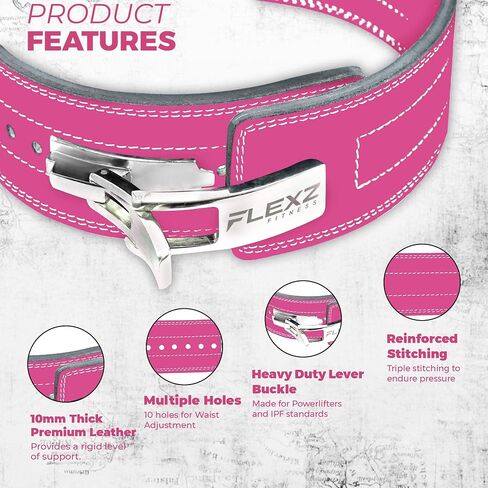 Flexz Fitness Lever Weight Lifting Belt Leather - 10MM 13MM Powerlifting Gym Belts for Men & Women - Lower Back Support for Weightlifting Deadlifts Squats Heavy Duty IPF Bodybuilding in Kuwait